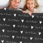 Personalized Love Heart Double Names Initials Multicolour Soft Warm Throw Blanket Home Decor Engagement Wedding Christmas Gift fot Couple