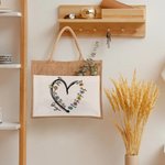 Sac Cabas Toile de Jute Réutilisable Personnalisé avec 1-6 Noms Fleurs de Naissance et Titre Cadeau Anniversaire pour Grand-Mère Maman