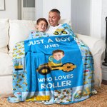 Personalized Face Photo Construction Vehicles Lorries Multicolour Soft Throw Blanket with Name Home Decor Birthday Gift for Boys Girls 1