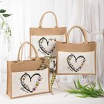 Sac Cabas Toile de Jute Réutilisable Personnalisé avec 1-6 Noms Fleurs de Naissance et Titre Cadeau Anniversaire pour Grand-Mère Maman