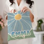 Personalisierte Bunte-Blumen Große Canvas Tragetasche mit Namen Alltag Urlaub Geburtstag Jahrestag Geschenk für Damen Mädchen