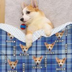 Personalised Multicolour Plaid Dog Cat 1-3 Photos Soft Throw Blanket with Name Christmas Birthday Gift for Pet Lovers
