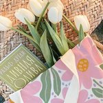 Personalisierte Bunte-Blumen Große Canvas Tragetasche mit Namen Alltag Urlaub Geburtstag Jahrestag Geschenk für Damen Mädchen