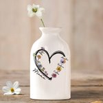 Spersonalizowany wazon ceramiczny Cute Heart Watercolor Birth Flower z 1-6 imionami Dekoracja domu Urodziny Dzień Matki Prezent dla Mamy Babci