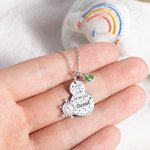 Personalised Dainty Baby Birth Stats Snowman Necklace with Engraved Name and Birthstone Baby Shower Newborn Birth Announcement Gift for New Mom