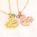 Personalised Dainty Baby Birth Stats Snowman Necklace with Engraved Name and Birthstone Baby Shower Newborn Birth Announcement Gift for New Mom