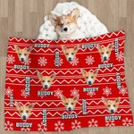 Personalised Multicolour Plaid Dog Cat 1-3 Photos Soft Throw Blanket with Name Christmas Birthday Gift for Pet Lovers