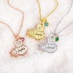 Personalised Dainty Baby Birth Stats Snowman Necklace with Engraved Name and Birthstone Baby Shower Newborn Birth Announcement Gift for New Mom