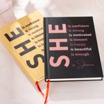 Personalized She Is Me Self Care A5 Name Journal Hardcover Notebook with 120 Lined Pages & Free Pencil Inspiring Birthday Affirmation Gift for Women