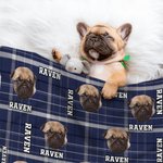 Personalised Multicolour Plaid Dog Cat 1-3 Photos Soft Throw Blanket with Name Christmas Birthday Gift for Pet Lovers