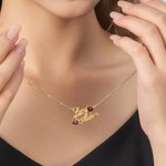 Collier Personnalisé avec Noms et Pierres de Naissance en Forme de Cœur Pendentif Style de Deux Noms Cadeau Anniversaire Noël pour Femme