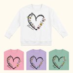Spersonalizowana bluza rozpinana Heart Birth Flower z 1 - 6 imionami Urodziny Dzień Matki Boże Narodzenie Prezent dla mamy babci