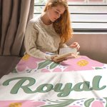Spersonalizowany koc Boho Retro Floral Soft Throw Blanket z imieniem Shadow Home Decor Urodzinowy prezent świąteczny dla dziewczynek i kobiet