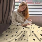 Personalized Love Heart Double Names Initials Multicolour Soft Warm Throw Blanket Home Decor Engagement Wedding Christmas Gift fot Couple