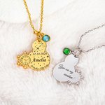 Personalised Dainty Baby Birth Stats Snowman Necklace with Engraved Name and Birthstone Baby Shower Newborn Birth Announcement Gift for New Mom