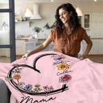 Cœur 1-6 aquarelle naissance fleurs Couverture douce avec noms Noël Anniversaire Cadeau pour Maman Grand-mère