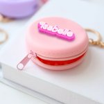 Monedero Macarrón Personalizado con Nombre en 3D Crema Bolsa de Silicona Impermeable Llavero Accesorio Regalo para Niñas Mujeres Amantes de la Pastele