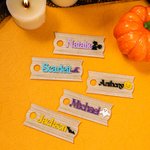 Personalizado Fantasma Bruja Calabaza Halloween Elemento Acrílico Glitter Vaso Placa de Nombre Etiqueta Accesorios para Stanley Fiesta de Halloween Re