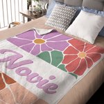 Spersonalizowany koc Boho Retro Floral Soft Throw Blanket z imieniem Shadow Home Decor Urodzinowy prezent świąteczny dla dziewczynek i kobiet