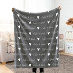 Personalized Love Heart Double Names Initials Multicolour Soft Warm Throw Blanket Home Decor Engagement Wedding Christmas Gift fot Couple