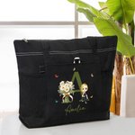 Personalised Birth Flower Cartoon Character Initial Large Resuable Tote Bag with Name Birthday  Christmas Gift for Women