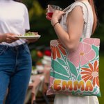 Personalisierte Bunte-Blumen Große Canvas Tragetasche mit Namen Alltag Urlaub Geburtstag Jahrestag Geschenk für Damen Mädchen