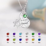 Personalised Dainty Baby Birth Stats Snowman Necklace with Engraved Name and Birthstone Baby Shower Newborn Birth Announcement Gift for New Mom