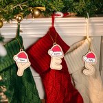 Cappello di Natale personalizzato in legno con nome e corda d'oro Regalo di Natale per amici e famiglia