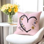 Taie d'Oreiller Personnalisée avec 1-6 Fleurs de Naissance Noms et Titre Décoration de Maison Cadeau Anniversaire Noël pour Parents Grands-parents