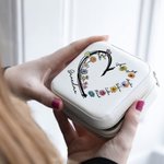 Personligt hjärta födelseblomma bärbart smyckeskrin med 1-6 namn resekomponenter födelsedag morsdag present till mamma mormor