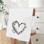 Personalised Floral Love Heart 100% Cotton Water Absorbent Face Towel with 1-6 Birth Flower and Name Birthday Christmas Gift for Mom Grandma