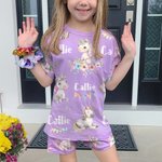 Gepersonaliseerde Aquarel Fantasie Eenhoorn Zachte Kinderpyjama T-shirt Shorts Set met Naam Veelkleurig Verjaardag Kerstcadeau voor Jongens Meisjes