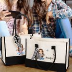 Personalisierte Cartoon-Figur Tragetasche mit Namen und wasserfester Innenausstattung Geburtstag Muttertag Geschenk für Damen