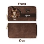 Portefeuille en Cuir PU Personnalisé avec 1-4 Chats et Noms Porte-Billets avec Fermeture Éclair Cadeau Anniversaire Noël pour Amoureux de Chat