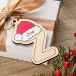 Cappello di Natale personalizzato in legno con nome e corda d'oro Regalo di Natale per amici e famiglia