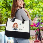 Personalisierte Cartoon-Figur Tragetasche mit Namen und wasserfester Innenausstattung Geburtstag Muttertag Geschenk für Damen