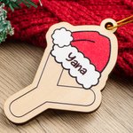 Cappello di Natale personalizzato in legno con nome e corda d'oro Regalo di Natale per amici e famiglia