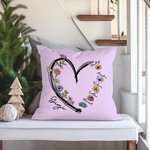 Taie d'Oreiller Personnalisée avec 1-6 Fleurs de Naissance Noms et Titre Décoration de Maison Cadeau Anniversaire Noël pour Parents Grands-parents