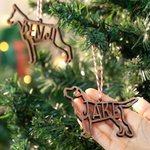 Ornement en Bois Personnalisé avec Nom et Élément Évidage en Forme de Chien et Chat Cadeau Noël pour Amoureux des Animaux de Compagnie