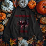 Personalisierte Gothic Schädel blutige Fledermaus Bogen T-Shirt Sweatshirt mit Namen Spooky Geburtstag Halloween Party Geschenk für Frauen Mädchen