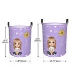 Personalizzato personaggio dei cartoni animati cesto portabiancheria con manico nascita fiore nome compleanno regalo di Natale per ragazze ragazzi