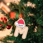 Cappello di Natale personalizzato in legno con nome e corda d'oro Regalo di Natale per amici e famiglia