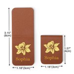 Personalised Watercolour Birth Flower Magnetic Leather Bookmark Clip with Engraved Name Birthday Christmas Gift for Book Lovers Bookworm