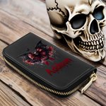 Personifierad Gothic Dripping Font Skull Bat Bow PU läderplånbok med namn Halloween Födelsedagspresent för kvinnor Gothic Lover