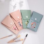 Personalised Cartoon Character Makeup Brush Bag Set with Name and Birth Flower 8 Pcs Makeup Brushes Travel Essentials Birthday Gift for Friend Family