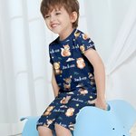 Personalisierte Aquarell Woodland Tiere weiches Kind Pyjamas T-Shirt Shorts Set mit Namen Multicolor Geburtstag Weihnachten Geschenk für Jungen Mädche