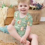 Personalisierte Aquarell Woodland Tiere weiches Kind Pyjamas T-Shirt Shorts Set mit Namen Multicolor Geburtstag Weihnachten Geschenk für Jungen Mädche