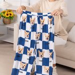 Pantalon Pyjama Personnalisé avec Portraits de Chien ou Chat et Nom Cordon de Serrage Cadeau d'Anniversaire Noël pour Amoureux d'Animaux de Compagnie