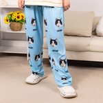 Pantalon Pyjama Personnalisé avec Portraits de Chien ou Chat et Nom Cordon de Serrage Cadeau d'Anniversaire Noël pour Amoureux d'Animaux de Compagnie