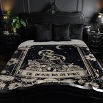 Personalised Moon Vintage Skull Floral Design Soft Throw Blanket with Name Gothic Style Home Decor Halloween Gift for Friend Family
